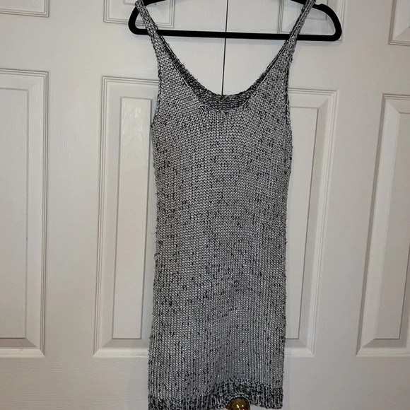 H&M Metallic sweater spaghetti straps mini dress  Sz S - Picture 3 of 13